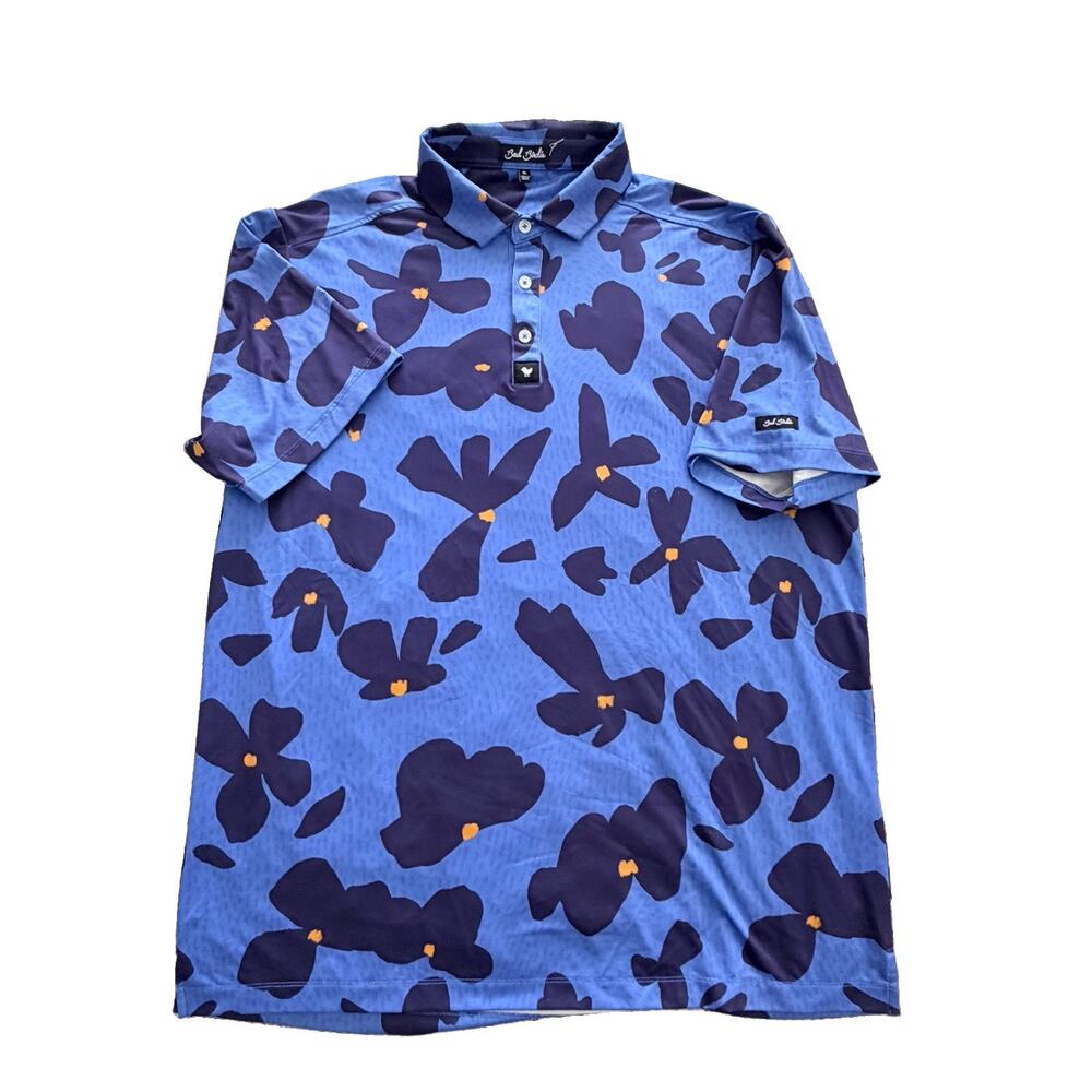 Bad Birdie Blue Dreams Polo Shirt Men’s Floral Performance Golf XL